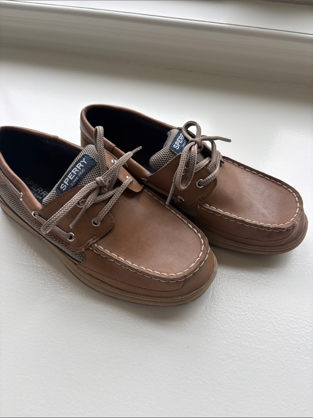 Sperry Brown Leather Moc Toe Boat Shoes